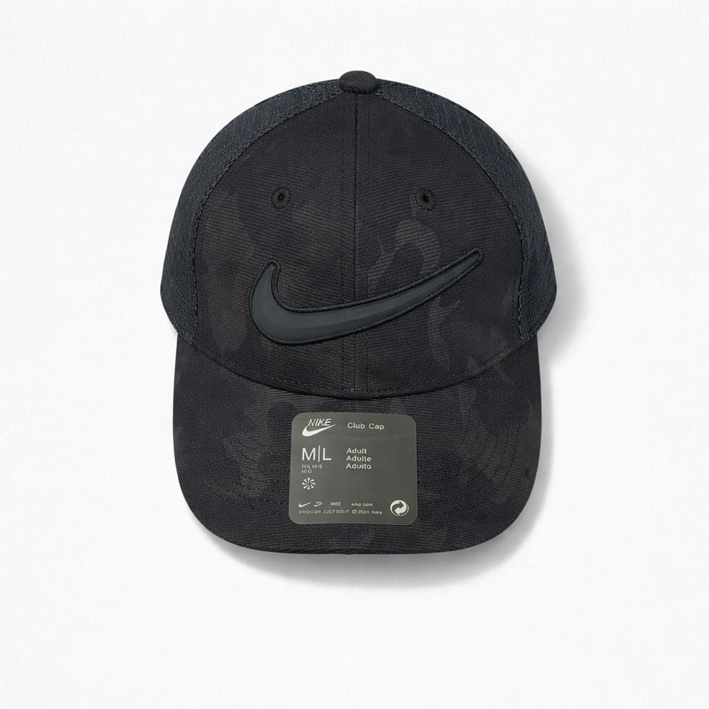 Men’s Club Swoosh Adjustable Baseball Cap - Black