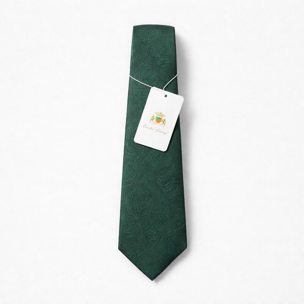 Courtiee Gimmy Men’s Paisley Jacquard Tie & Pocket Square Set - Emerald Green