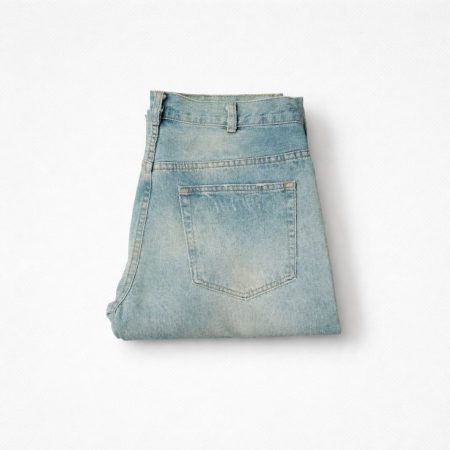 Men's Distressed Denim Jeans - Light Blue Wash