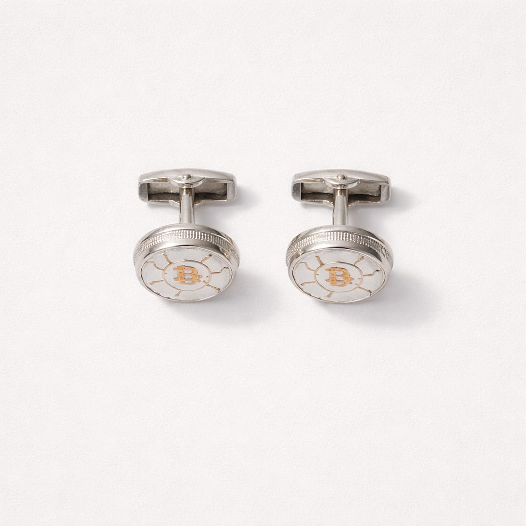 Classic White Marble Monogram Cufflinks For Men – Silver & Gold Detail