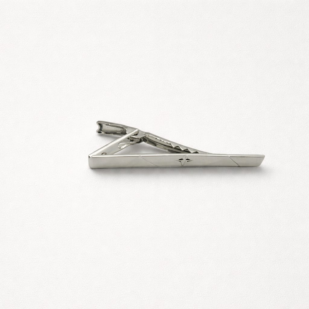Modernist X Silver-Tone Geometric Tie Bar For Men