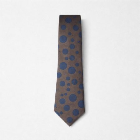 Men’s Polka Dot Tie & Pocket Square Set - Charcoal Brown / Navy Blue