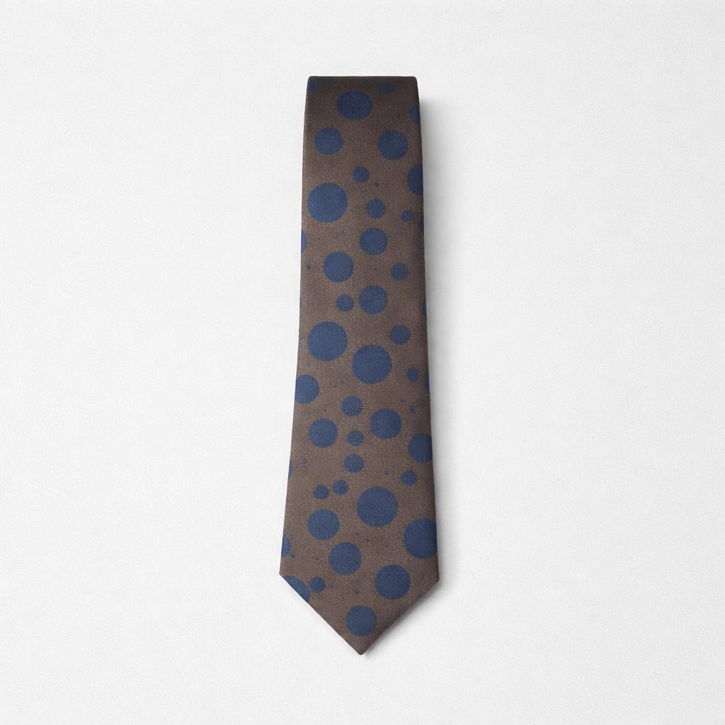 Men’s Polka Dot Tie & Pocket Square Set - Charcoal Brown / Navy Blue