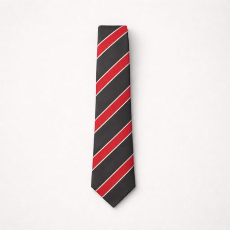 Classic Striped Tie & Pocket Square Set For Men -  Black & Red