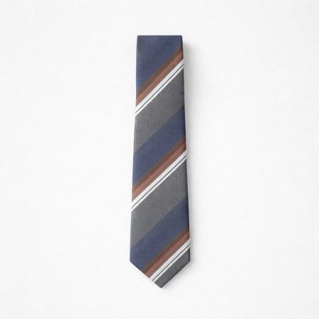 Men’s Diagonal Stripe Tie- Navy Blue / Charcoal Gray