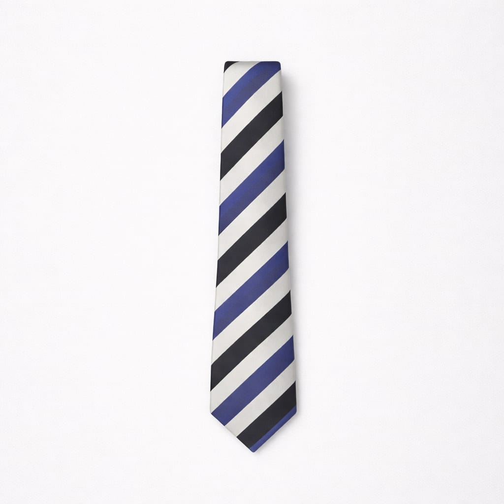 Classic Striped Tie & Pocket Square Set For Men - Royal Blue