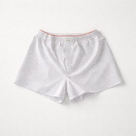 Zara Men’s Geometric Print Relaxed Boxer Shorts - White