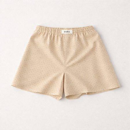 Zara Men’s Geometric Print Relaxed Boxer Shorts - Beige