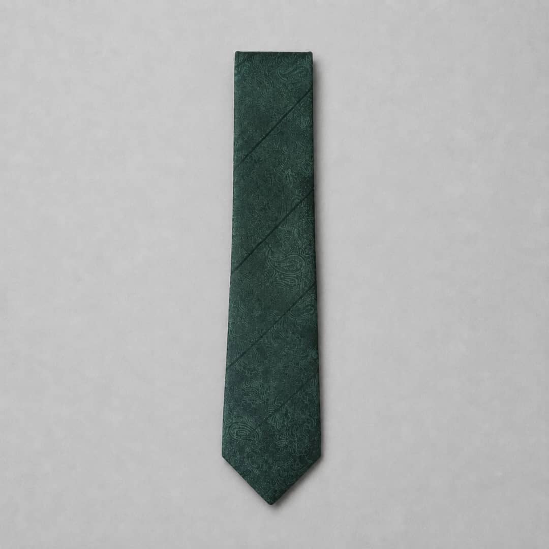 Courtiee Gimmy Men’s Paisley Jacquard Tie & Pocket Square Set  - Emerald Green