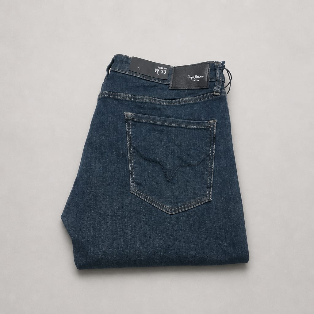 Men’s Straight Fit Stretch Denim Jeans - Dark Wash Blue - Image 2