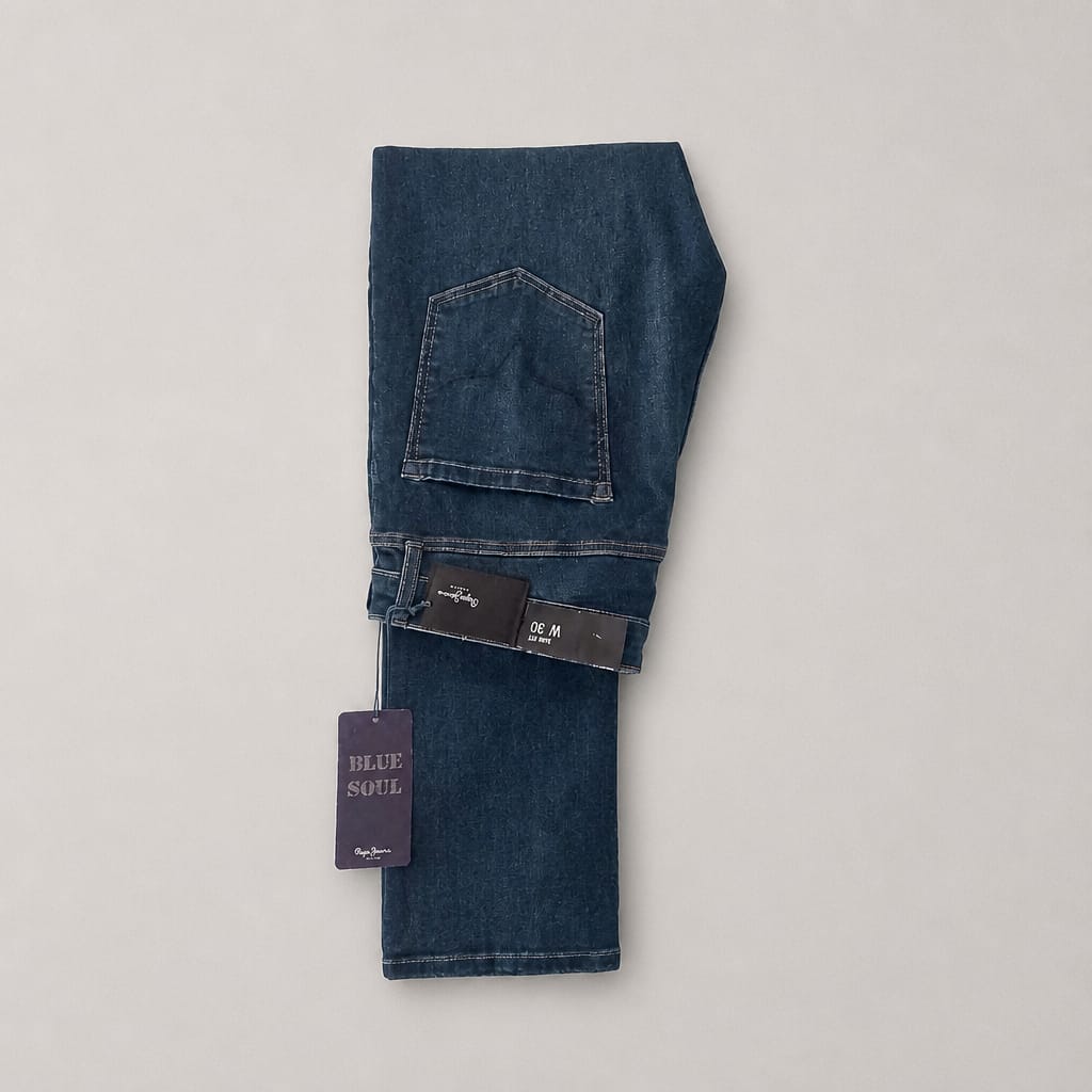 Men’s Straight Fit Stretch Denim Jeans - Dark Wash Blue