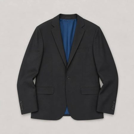 Men’s Italian Single Breasted Double-Vent Blazer - Charcoal Black