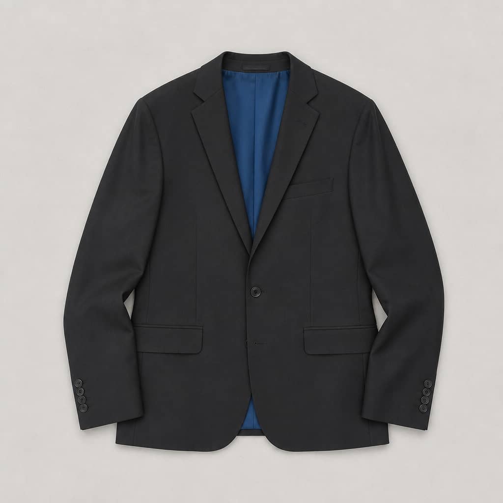 Men’s Italian Single Breasted Double-Vent Blazer - Charcoal Black