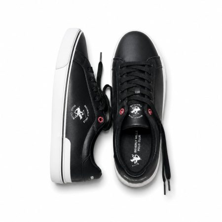 Polo Club Men’s Low-Top Lace-Up Contrast Sneakers - Black