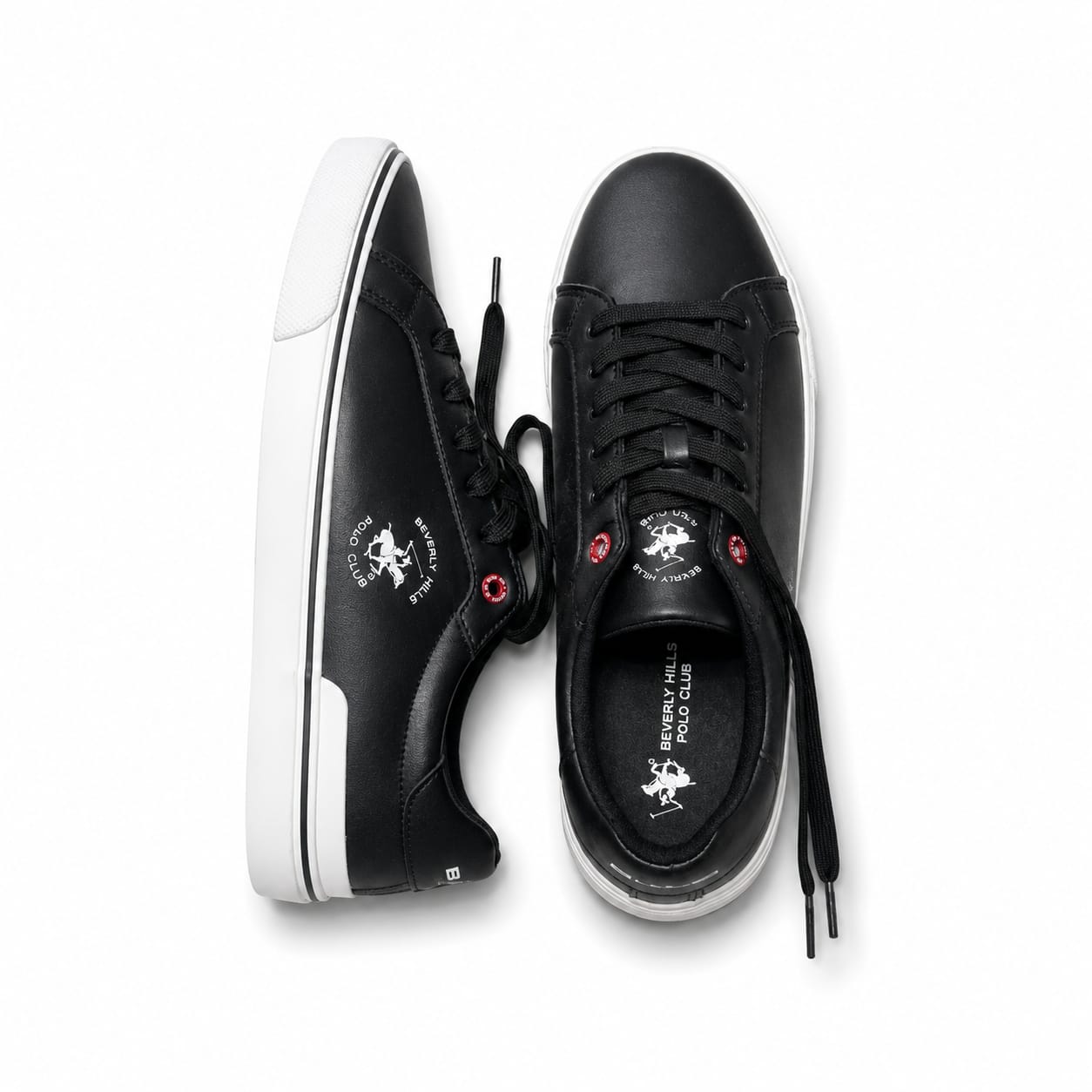 Polo Club Men’s Low-Top Lace-Up Contrast Sneakers - Black