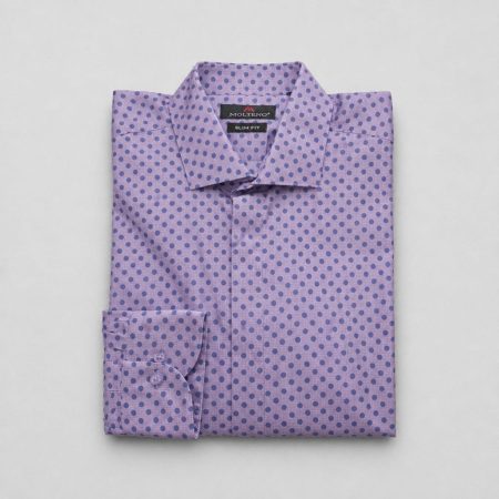 Molteno Men’s Lavender Polka Dot Long Sleeve Shirt - Lavender Purple / Blue