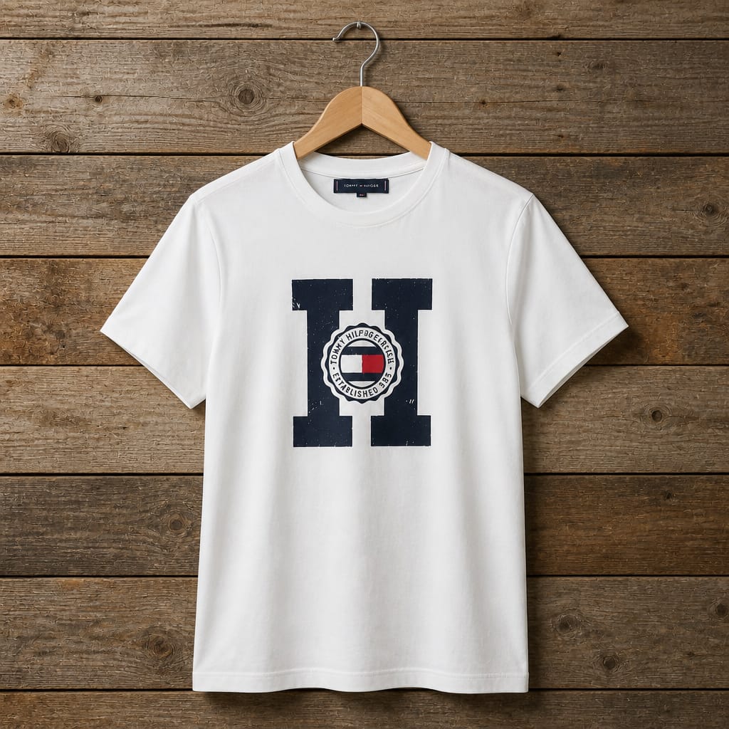 Men's Graphic Logo Print  Crew Neck T-Shirt - White