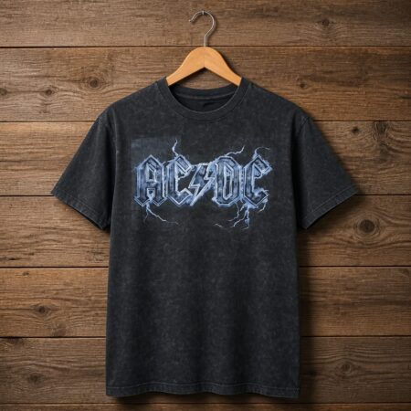 Men's AC/DC Graphic Crew Neck T-Shirt - Vintage Washed Black