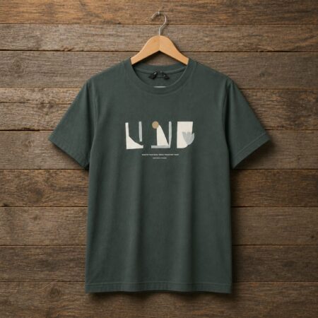 Men's Minimalist Graphic Crew Neck T-Shirt - Forest Green