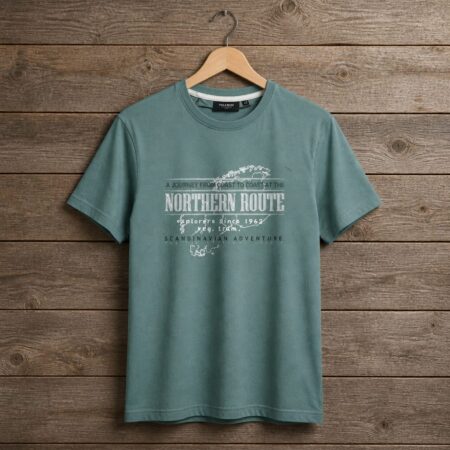 Men's Northern Route Graphic Crew Neck T-Shirt -  Sage Green