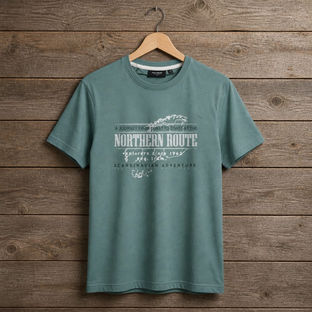 Men's Northern Route Graphic Crew Neck T-Shirt -  Sage Green