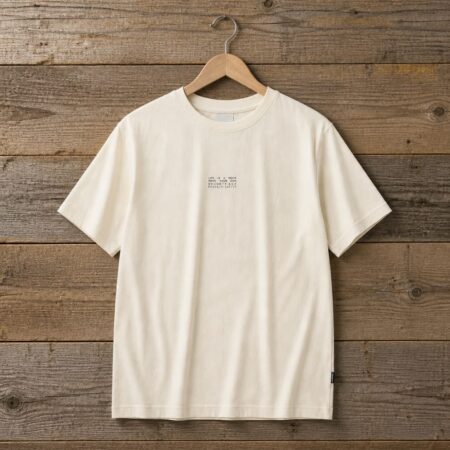 Men's Minimalist Typography Graphic Crew Neck T-Shirt - Cream