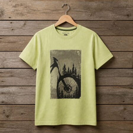 Men's Mountain Bike Graphic Crew Neck T-Shirt - Lime Green