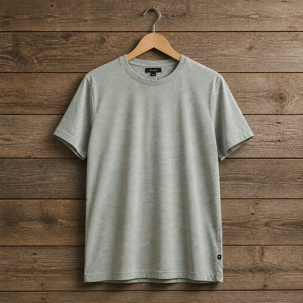 Massimo Men's Textured Crew Neck Cotton T-Shirt - Sage Green