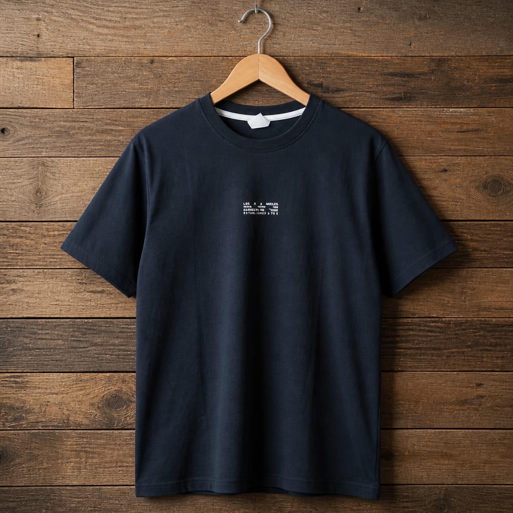 Men’s Minimalist “Live in the Moment” Graphic T-Shirt – Deep Navy