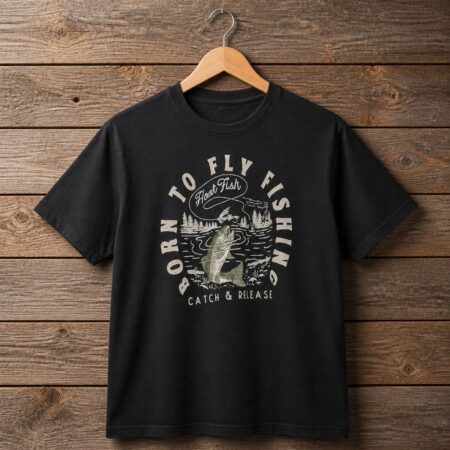 Men’s “Born to Fly Fishing” Vintage Graphic T-Shirt - Black