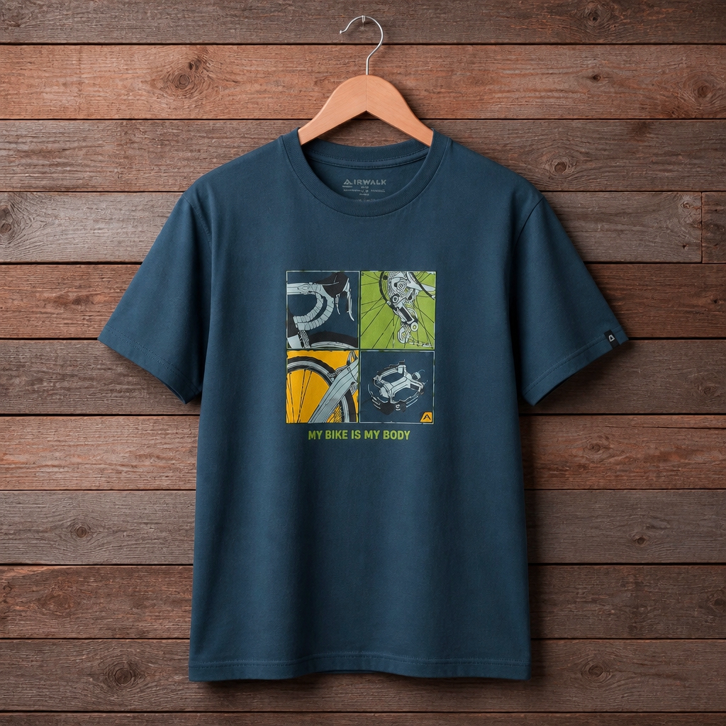 Men’s “My Bike Is My Body” Cycling Graphic T-Shirt – Deep Teal