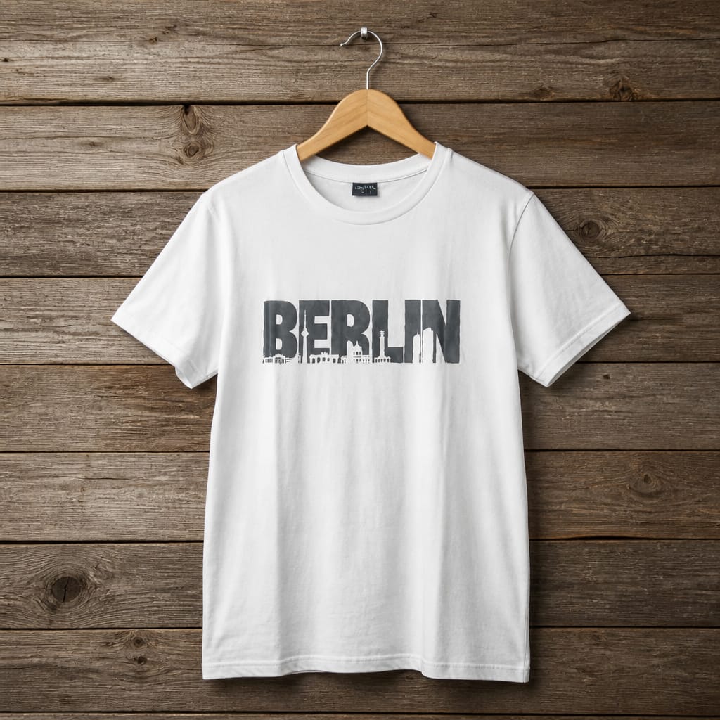Men's Berlin Skyline Graphic Print Crew Neck T-Shirt - White