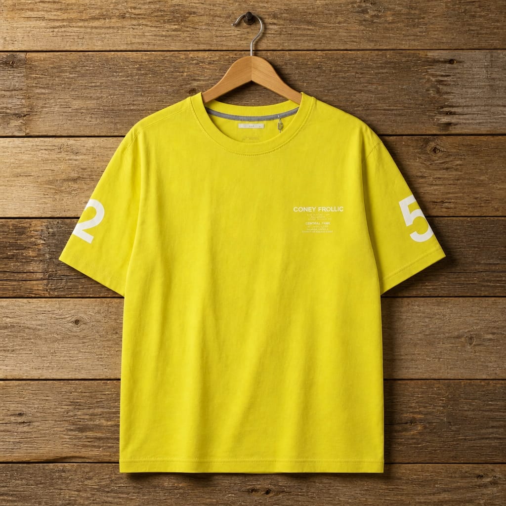 Men's Coney Frolic Oversized Graphic Print Crew Neck T-Shirt -  Bright Yellow