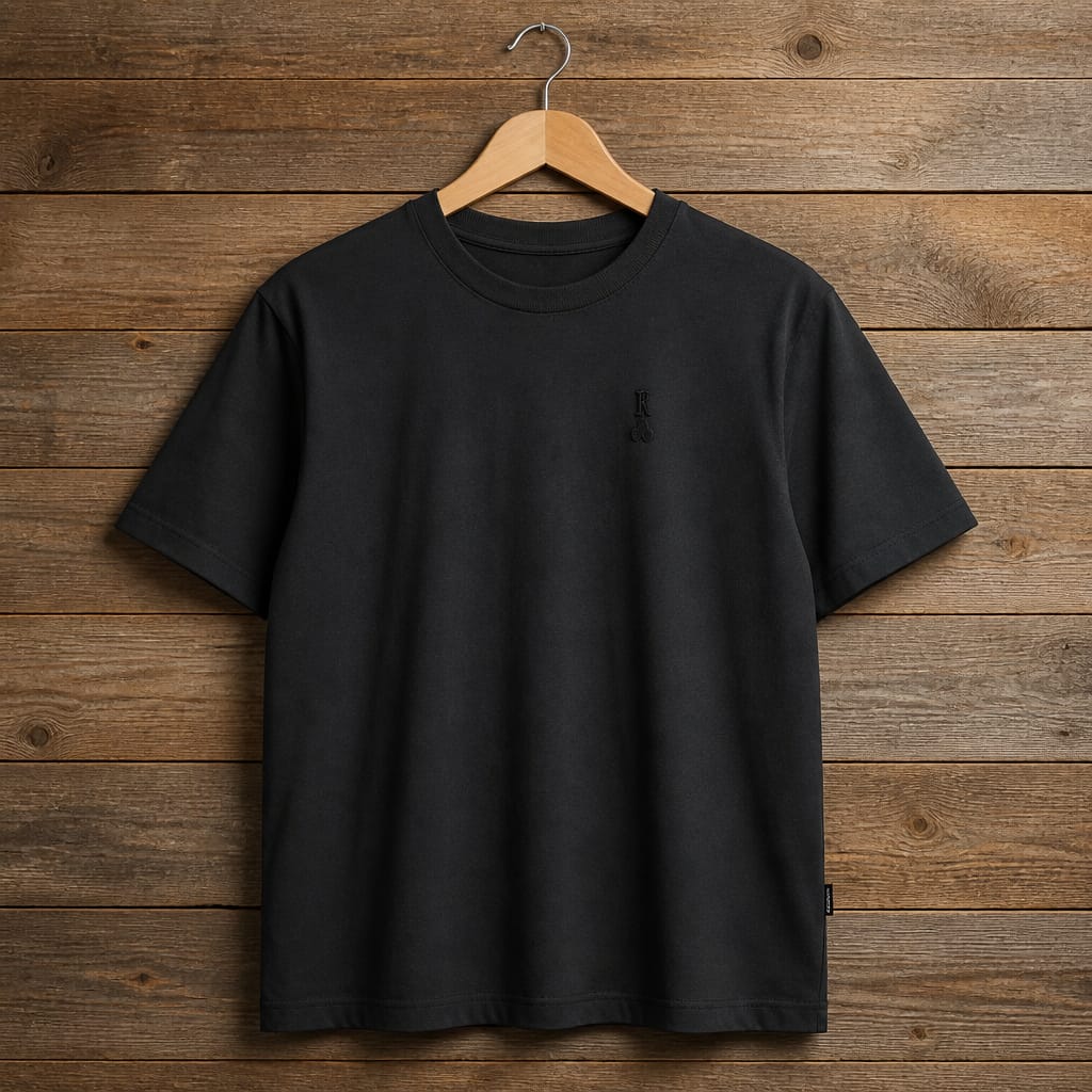 Men's Minimal Logo Crew Neck Short Sleeve T-Shirt - Black