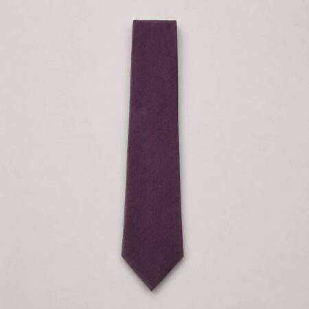 Men's Satin Neck Tie with Matching Pocket Square - Dark Purple