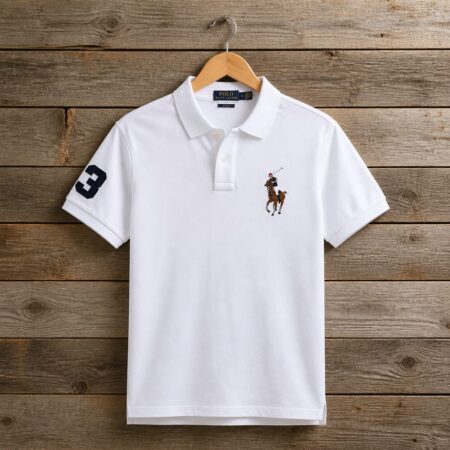 Men's Embroidered Big Pony Classic Polo Shirt - White