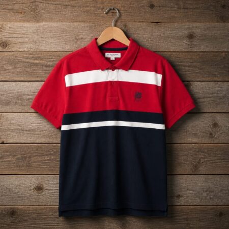 U.S. Polo Assn. Men's Color Block Stripe Polo Shirt - Red/White/Navy Blue