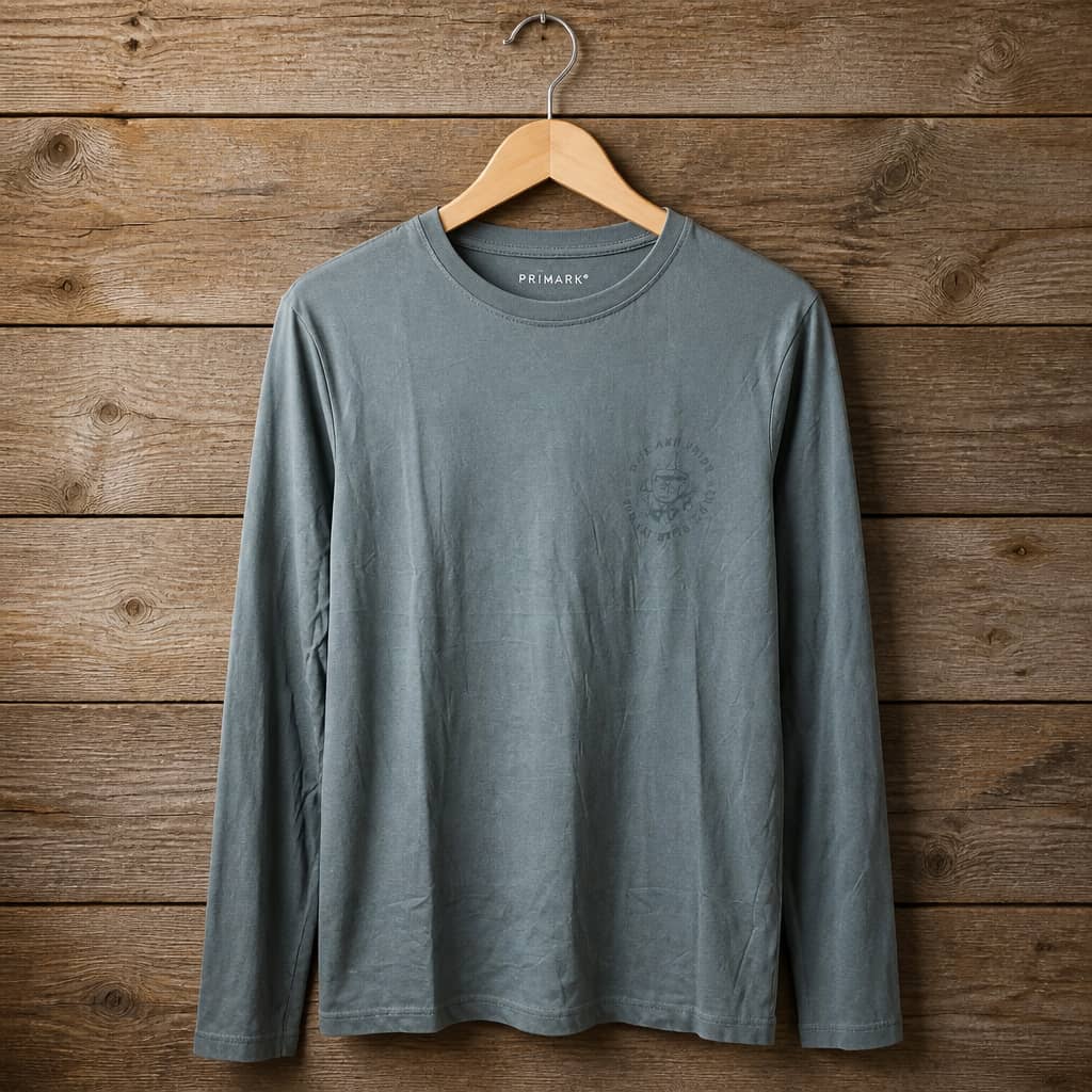 Primark Men's Long Sleeve Crew Neck  T-Shirt - Slate Grey