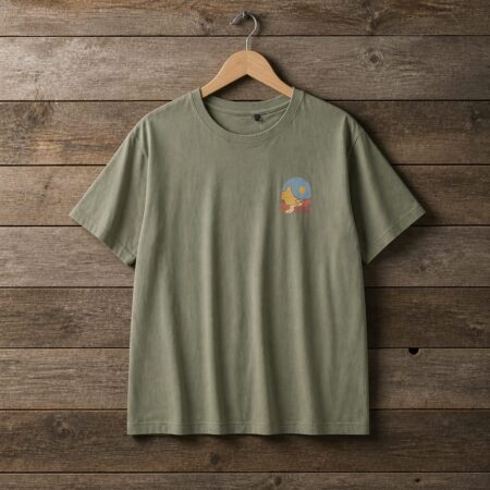 Men's "Journey" Landscape Graphic Front & Back Crew Neck T-Shirt - Olive Green