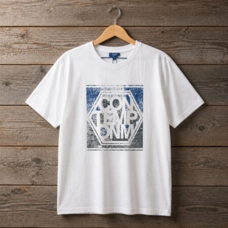 Men's Contemporary Graphic Print Crew Neck T-Shirt - White