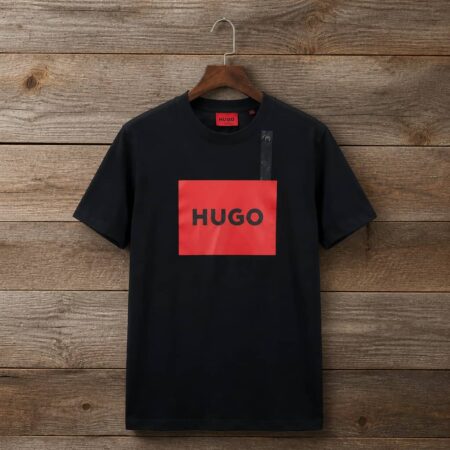 HUGO Men's Logo Graphic Crew Neck Premium T-Shirt - Black