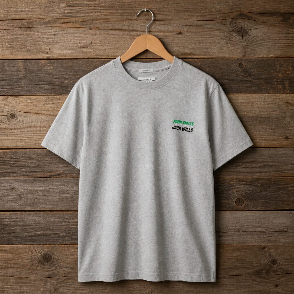 Men's Jack Wills Logo Graphic Crew Neck T-Shirt - Light Heather Grey