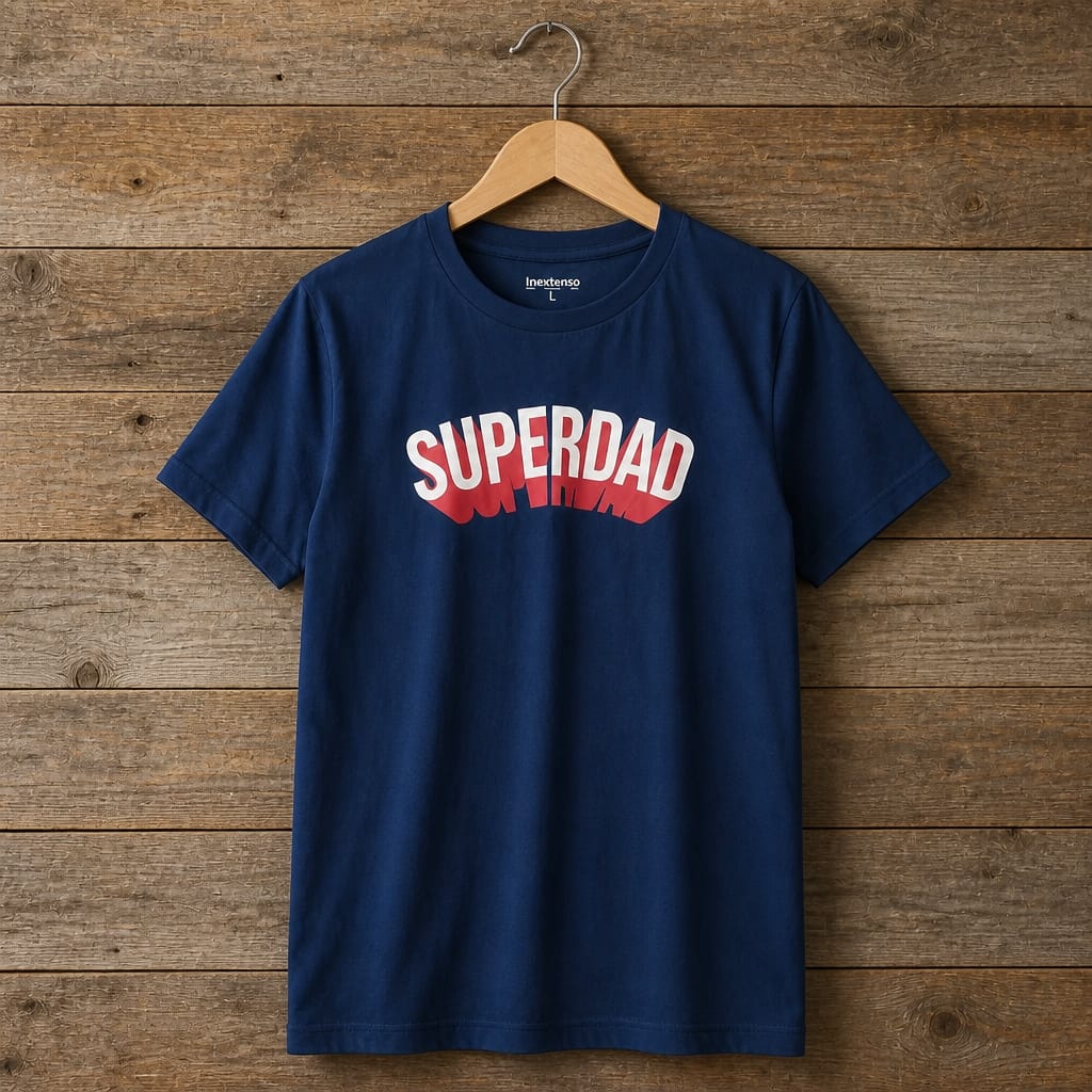 Men's "SUPERDAD" Graphic Print Crew Neck T-Shirt – Navy Blue