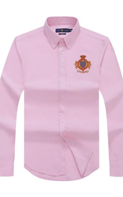 Long-sleeve RL-Crested Shirt Pink